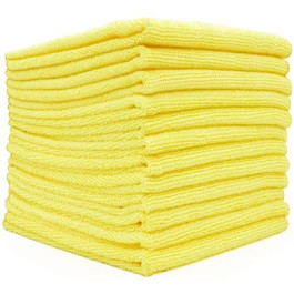 Microfiber Car Cloths, Yellow, 16 Inches by 16 Inches, Set of 10