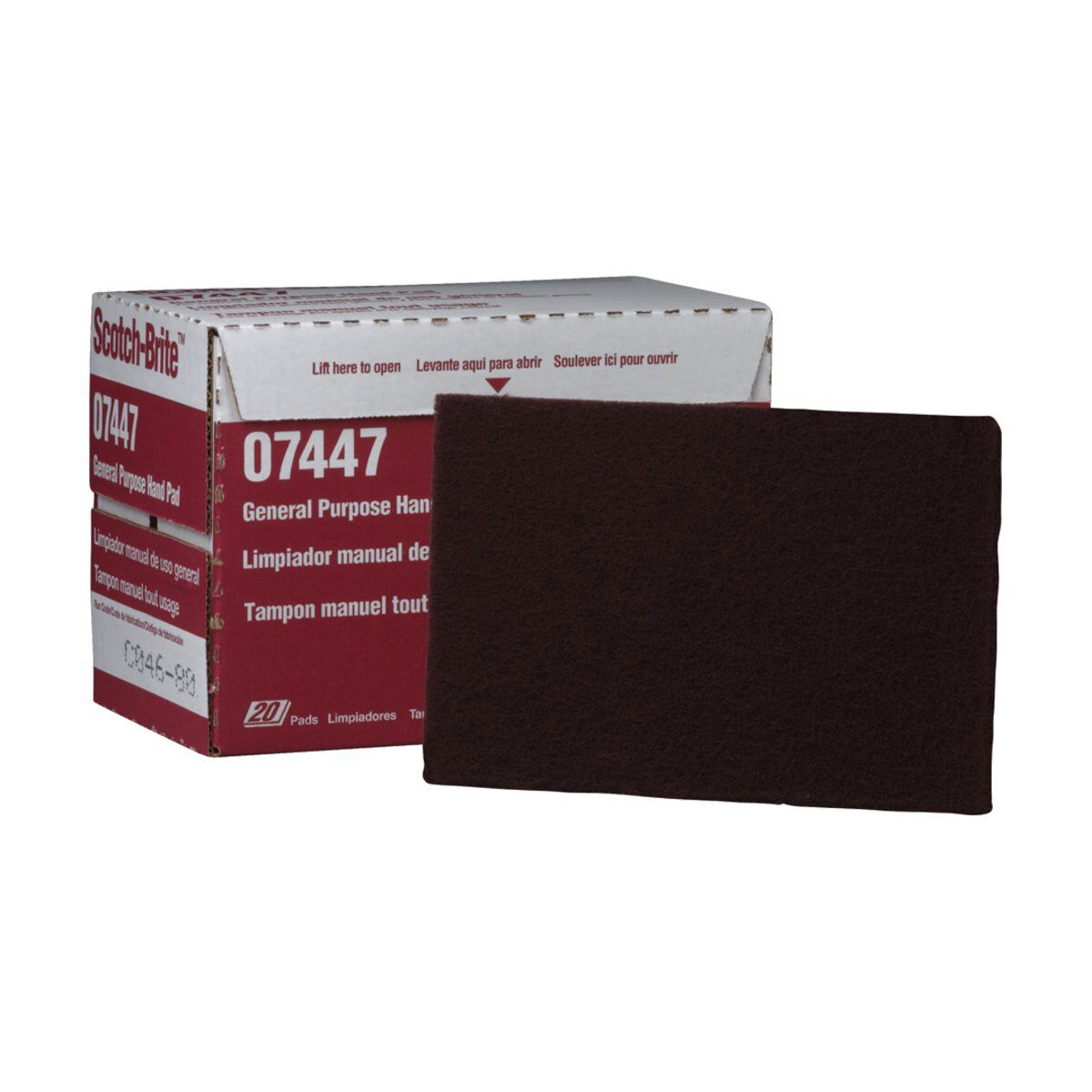 3M Scotch-Brite 07447 Non-Woven Sanding Hand Pads, 6 in W x 9 in L, 320/400 Grit, A Very Fine Grade, Maroon, 20 pads/PKG