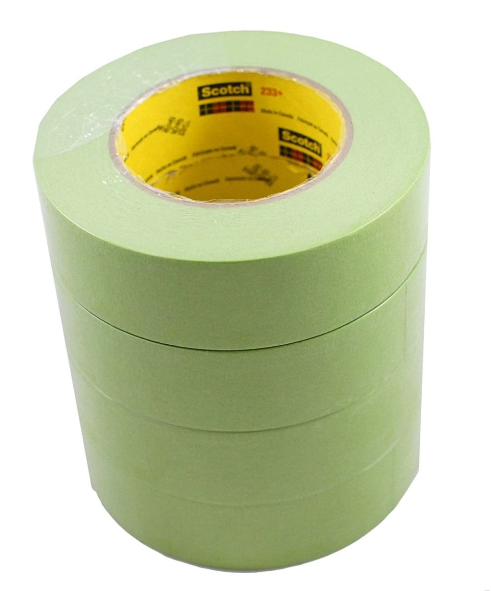 3M Scotch 26338 233+ Series Performance Masking Tape, 36 mm x 55 m (1.42" x 60 yd.), Green, 4 Rolls