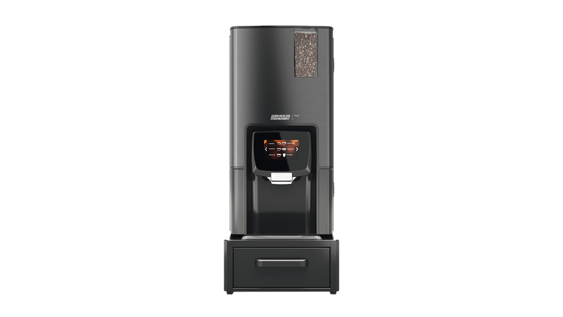Bravilor Sego whole bean single cup espresso brewer with pedestal drawer